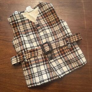 Vintage Girls MCM Brown Tapestry Plaid Belted Vest by GoodLad size 2T